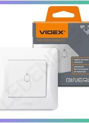 Кнопка звонка videx binera белая одноклавишная для установки в дом и офис 250v 10a sku_oledim_vf-bndb1-w