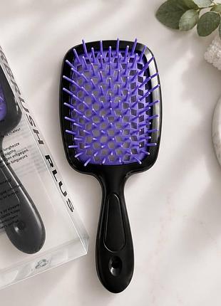 Щётка-расчёска для волос «super brush», чёрная с фиолетовым (в коробке)