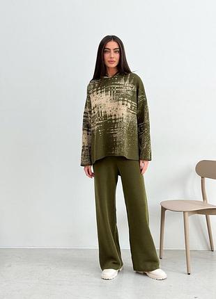 Штаны женские вязаные оливковые vibe art knit