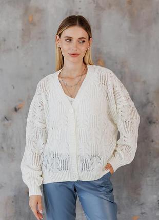 Кардиган жіночий мереживо молочний art knit