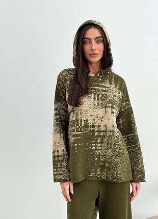 Свитшот женский вязаный оливковый vibe art knit