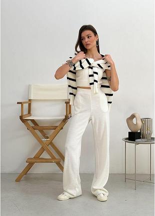 Штани в'язані молочні jolie art knit