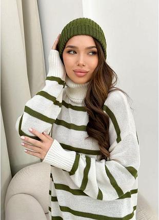 Шапка в'язана хакі jolie art knit