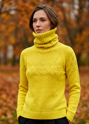 💛свитер женский с длинной горловиной желтый м л украина 40% шерсть шерсть шерсть шерсть 💛🔥