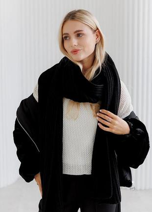 Женский вязаный шарф черный winter mood art knit