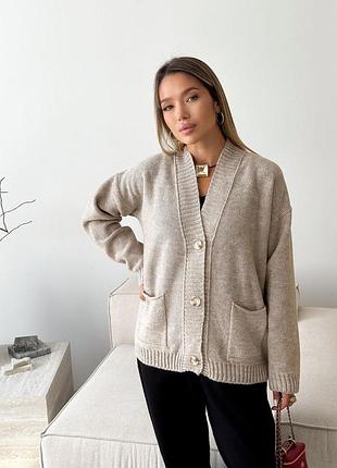 Кардиган вязаный женский casual wool льняной art knit
