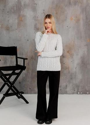 Вязаный женский джемпер асоль белый с люрексом art knit