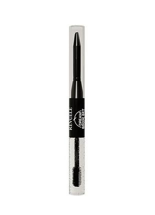 Карандаш и фиксатор для бровей 2 в 1 revuele dream brow set черный, 0.3 г + 5 мл daily skin care