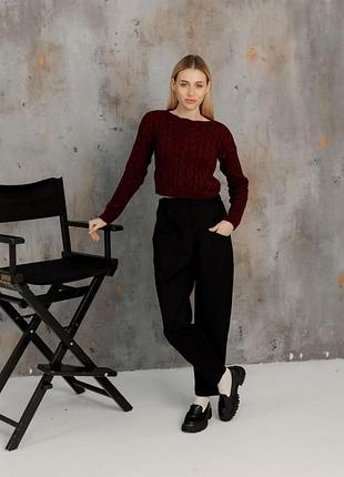 Кроп-джемпер бордо с люрексом асоль art knit