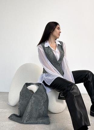 Женская сумка шоппер python бирюзовая art knit 2