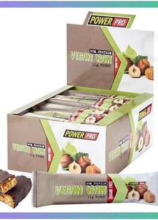 Веганський протеїновий батончик power pro vegan bar 32% 20x60g для енергії та перекусу без продуктів т sku_dsn_100-11-5491236-20