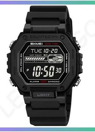 Часы skmei 2523bkbk all black электронные спортивные с будильником и секундомером для мужчин черные sku_aber_1080-3051