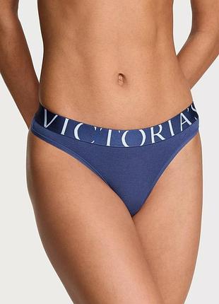 Трусики стрінги exploded logo cotton thong victoria's secret синій xs