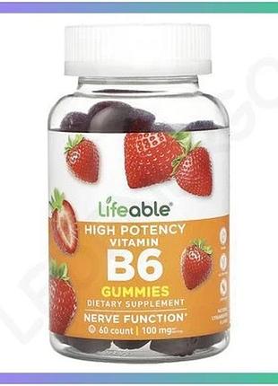 Витамин b6 для взрослых 60 жевательных резинок lifeable с фруктовым вкусом для здоровья нервов sku_dsn_2023-10-7260