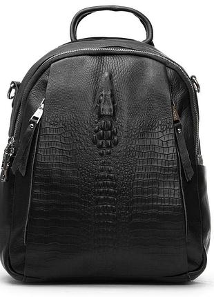 Podium сумка женская рюкзак кожа alex rai 8907-9 black croco