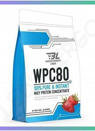 Протеїн bodyperson labs wpc80 900г полуниця 22,5г білка для набору м'язової маси спортивне харчування sku_dsn_100-27-1007266-20