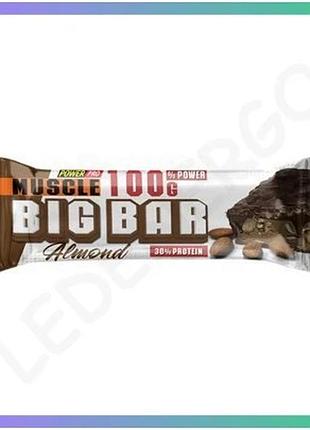 Протеїновий батончик muscle big bar 30% з мигдалем 100 г 30 г білка для відновлення після тренувань ба sku_dsn_2023-10-7779