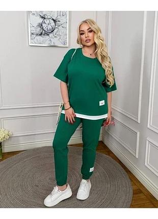 Стильний спортивний костюм жіночій. штани знизу на манжетах +футболка