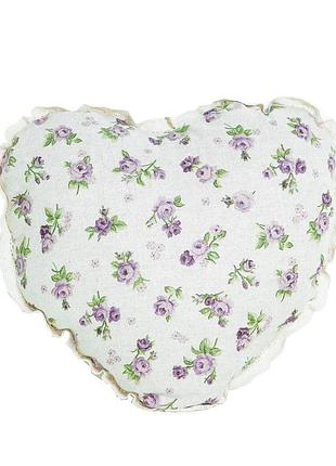 Диванна подушка серце lilac rose з мереживом тм прованс