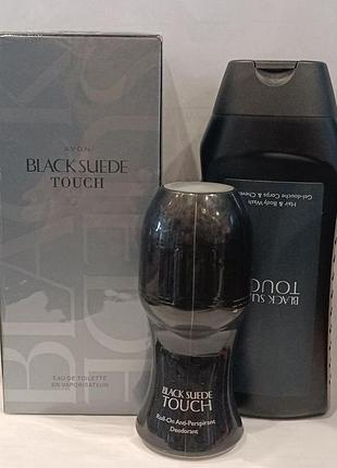 Набор avon black suede touch эйвон раритет туал вода 125мл гель для душа 250мл шариковый дезодорант.