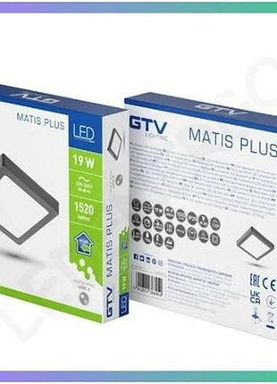Світильник led gtv matis plus 19w 120° 4000k ip20 накладний чорний для освітлення приміщень sku_oledim_ld-man19w-nbp-10