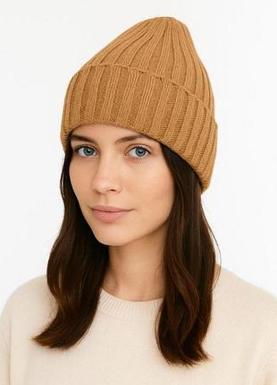 Шапка в'язана жіноча карамель art knit