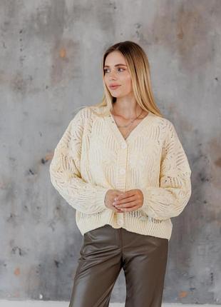 Кардиган жіночий мереживо лимонний art knit