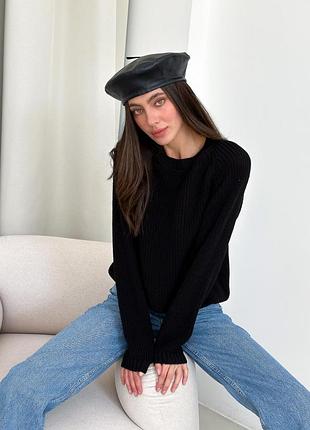 Джемпер чорний cotton art knit 5