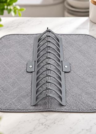 Сушарка для посуду dish drain rack / складна сушарка з мікрофібровим килимком