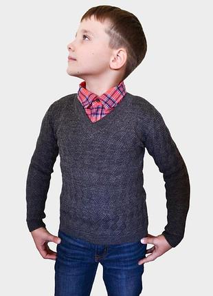 Свитер для мальчика геометрия графитовый art knit