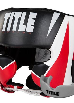 Боксерський шолом title mma command black/white/red l (капа в комплекті)