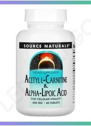 Ацетил l-карнитин и альфа-липоевая кислота source naturals 650мг 60 таблеток для метаболизма клеток sku_dsn_2023-10-3581