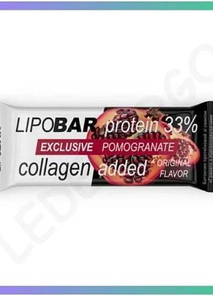 Протеїновий батончик lipobar exclusive 50г гранат корисний перекус без цукру для здорового харчування sku_dsn_2023-10-6884