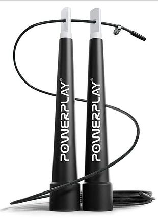 Скакалка скоростная powerplay 4202 ultra speed rope черная (2.9m.)