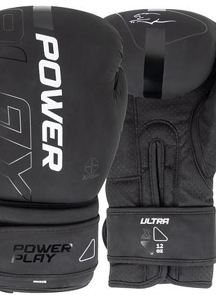 Боксерские перчатки powerplay 3024 ultra mat черно-белые 12 унций