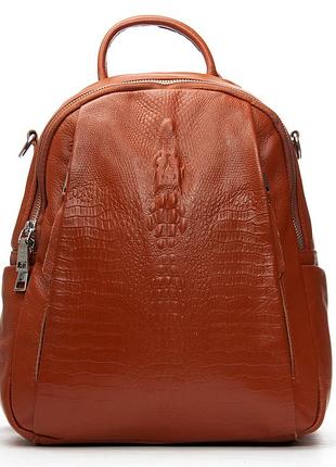 Podium сумка женская рюкзак кожа alex rai 8907-9 camel croco