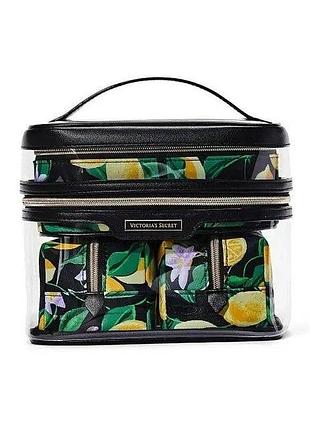 Набор косметичек 4-piece makeup bag set victoria's secret леопардовый лимонный
