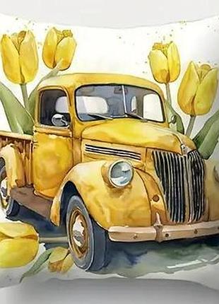 Декоративная наволочка 45×45 см винтажный автомобиль, наволочка в стиле прованс, весенняя подушка для дома, интерьерный декор