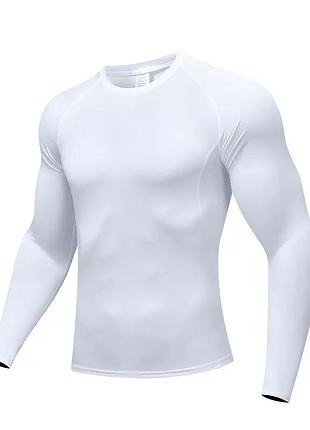 Чоловічий компресійний термо-лонгслів (white, premium fit) м