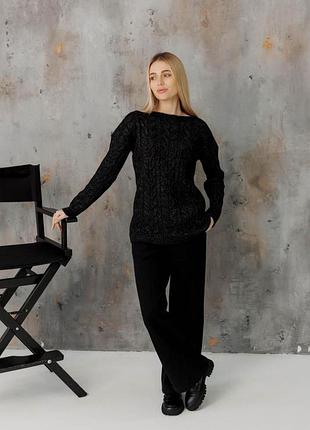 Вязаный женский джемпер асоль черный с люрексом art knit