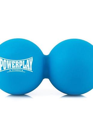 Масажний силіконовий подвійний м'яч powerplay pp-4355 silicone lacrosse peanut ball (6.3*12.6см.) синій