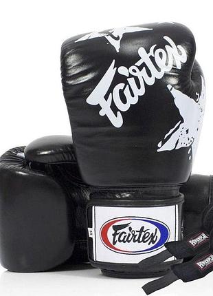 Боксерські рукавиці fairtex bgv1 nation print black 14 унцій (бинти в комплекті)