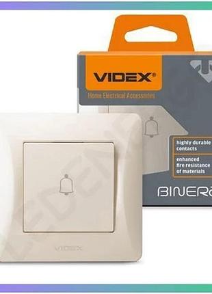 Кнопка звонка videx binera кремовая одноклавишная на 250v 10a для установки в дом или офис sku_oledim_vf-bndb1-cr