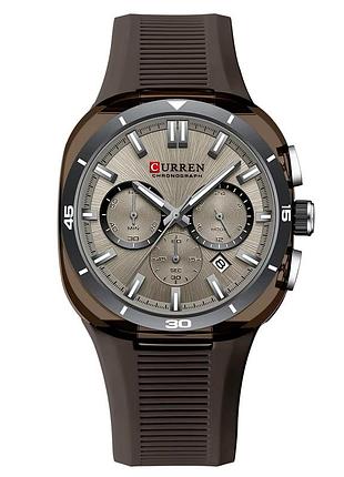 Мужские наручные часы curren 8502 brown с коричневым ремешком и классическим циферблатом