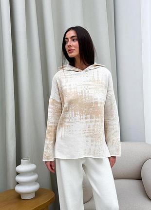 Свитшот женский вязаный молочный vibe art knit