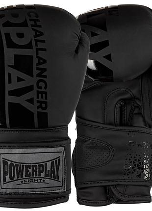 Боксерские перчатки powerplay 3086 matt challenger черные 10 унций