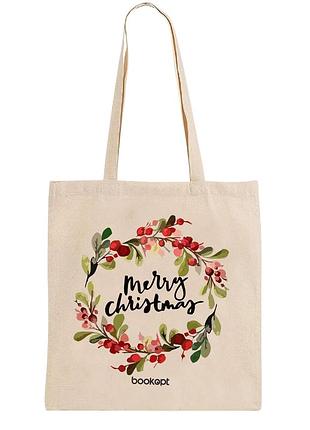 Екошопер bookopt bk4018 merry christmas бежевий