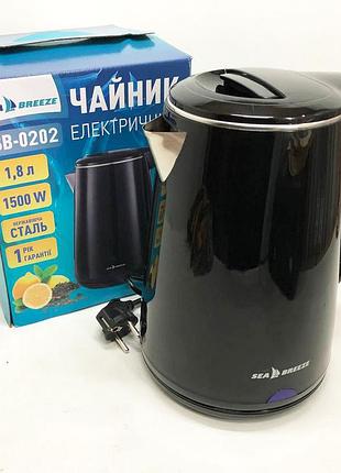 Чайник термос seabreeze sb-0202 1.8 л, 1500вт, гарний електричний чайник, тихий електричний чайник