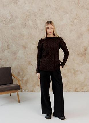 Вязаный женский джемпер асоль шоколад с люрексом art knit