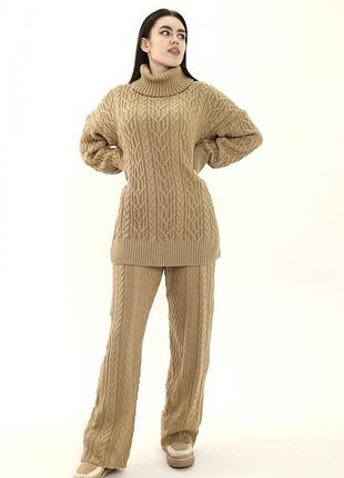 Штани з візерунком карамель art knit